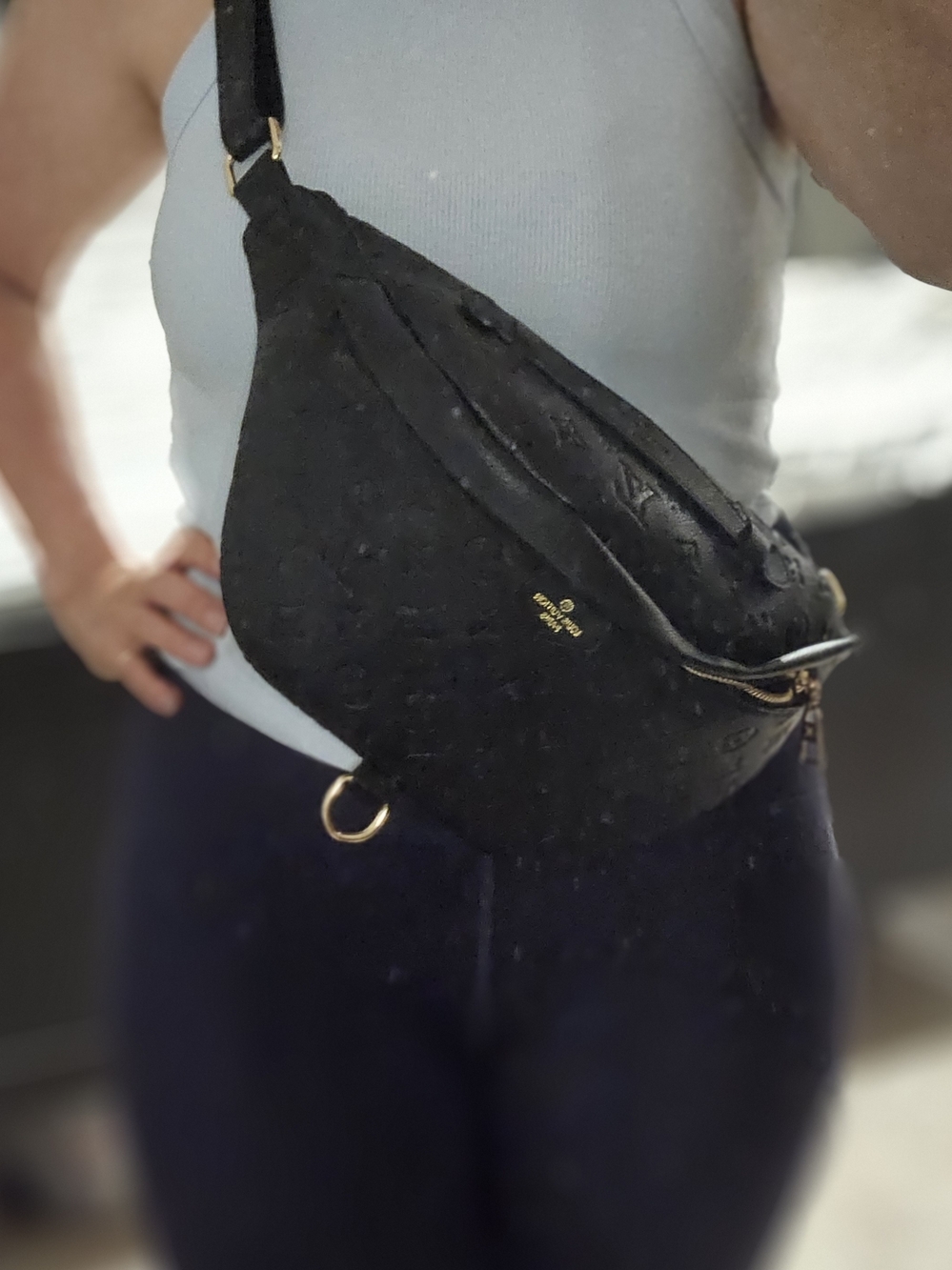 Black Leather Crossbody Belt Bag - Picture 3 of 5